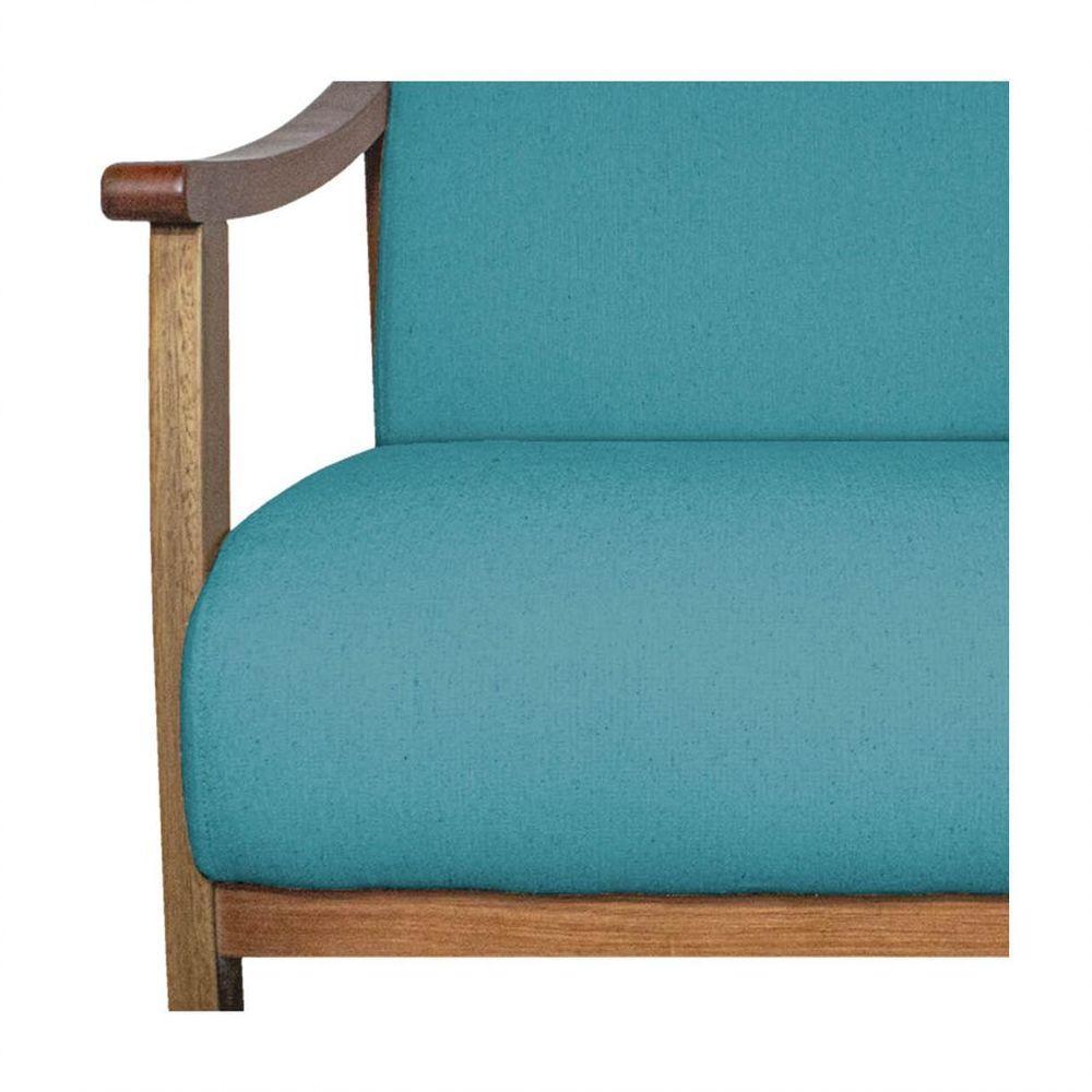 Poltrona Liz Base Madeira Suede Azul Turquesa - 3