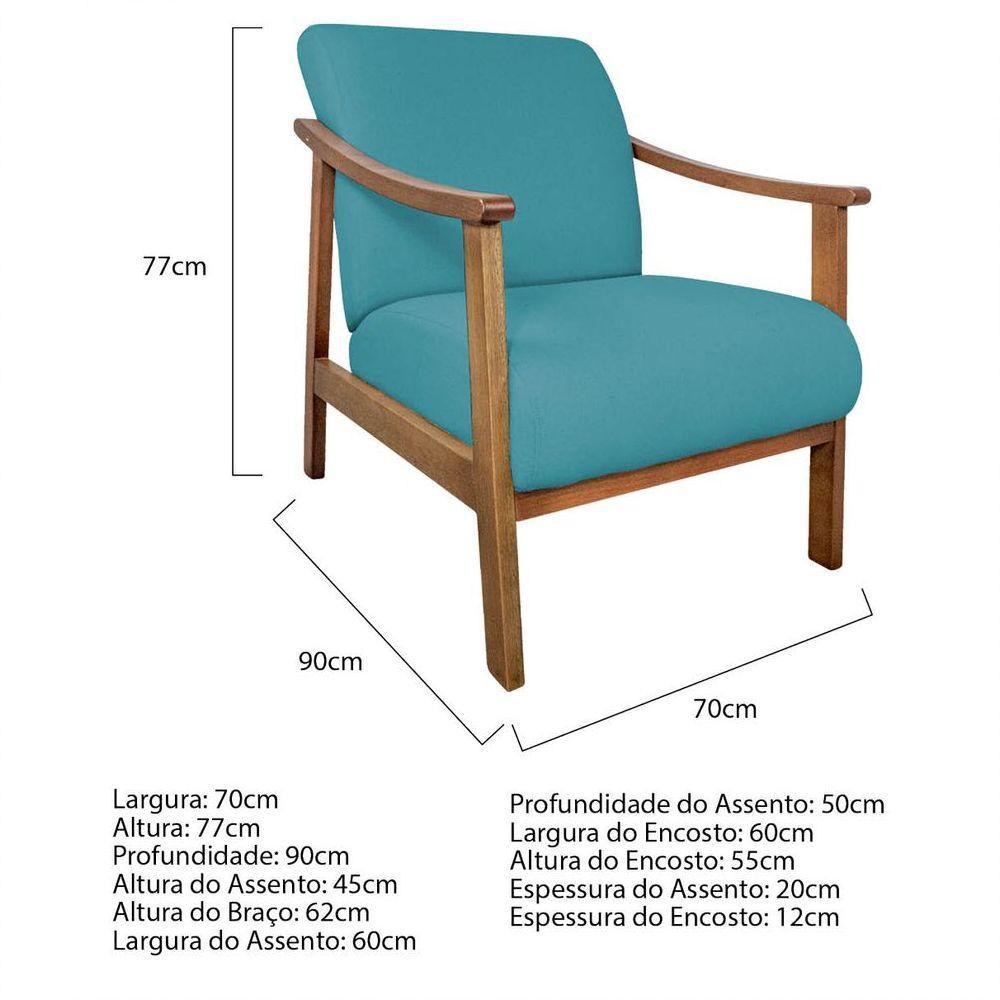 Poltrona Liz Base Madeira Suede Azul Turquesa - 5