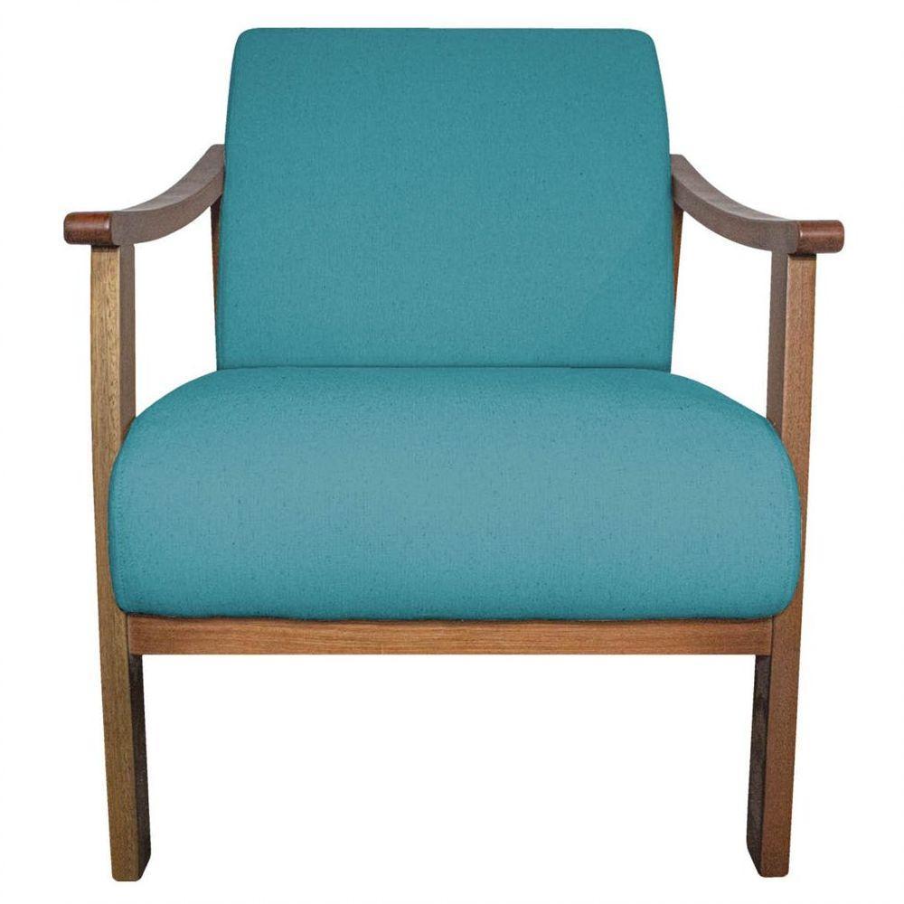Poltrona Liz Base Madeira Suede Azul Turquesa - 7