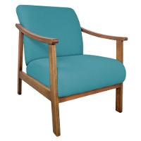 Poltrona Liz Base Madeira Suede Azul Turquesa - 1