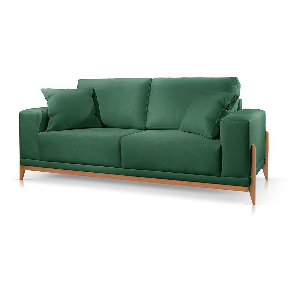 Sofá 3 Lugares Fixo Living Bellagio Suede Verde 18 2,10m - 1