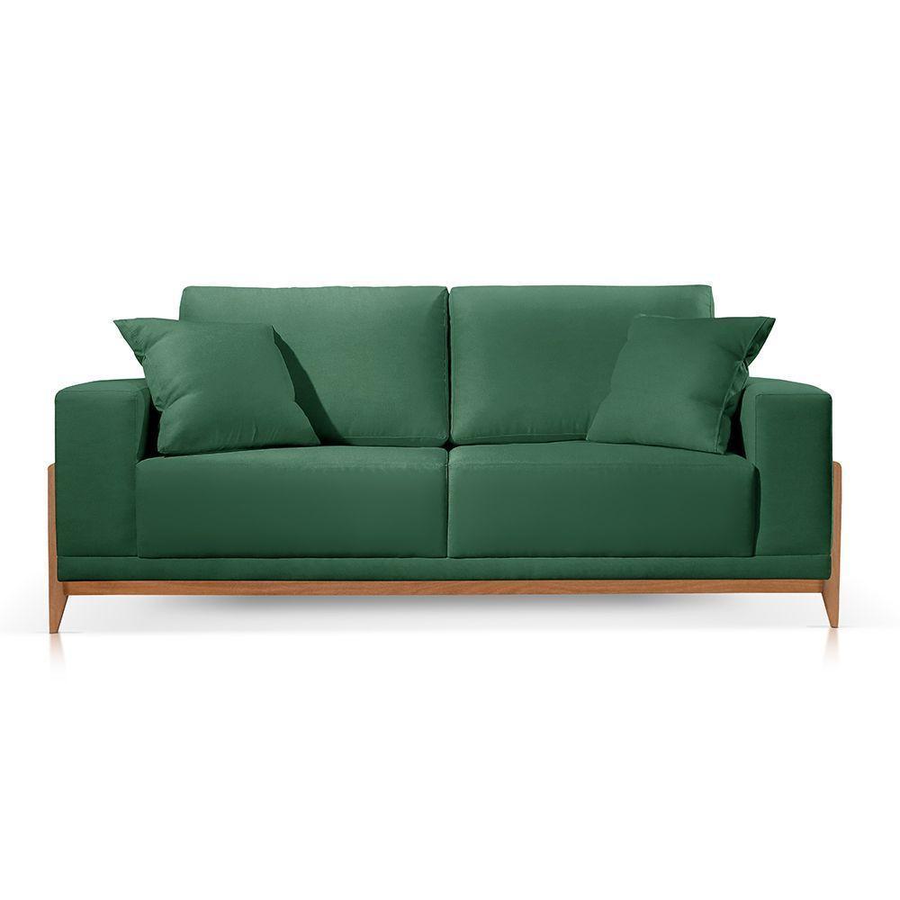 Sofá 3 Lugares Fixo Living Bellagio Suede Verde 18 2,10m - 3