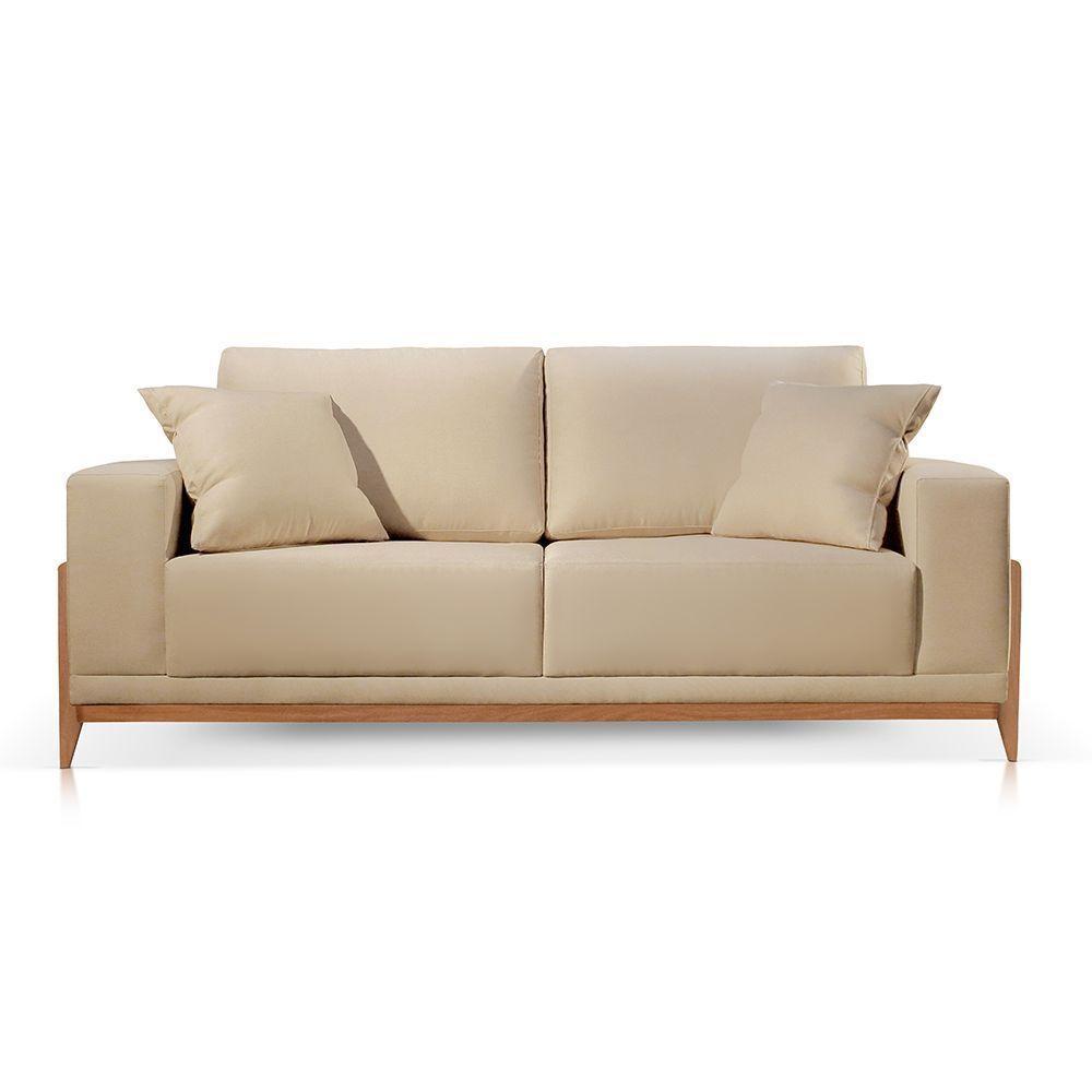 Sofá 2 Lugares Fixo Living Bellagio Suede Bege Medio 02 1,90m - 2