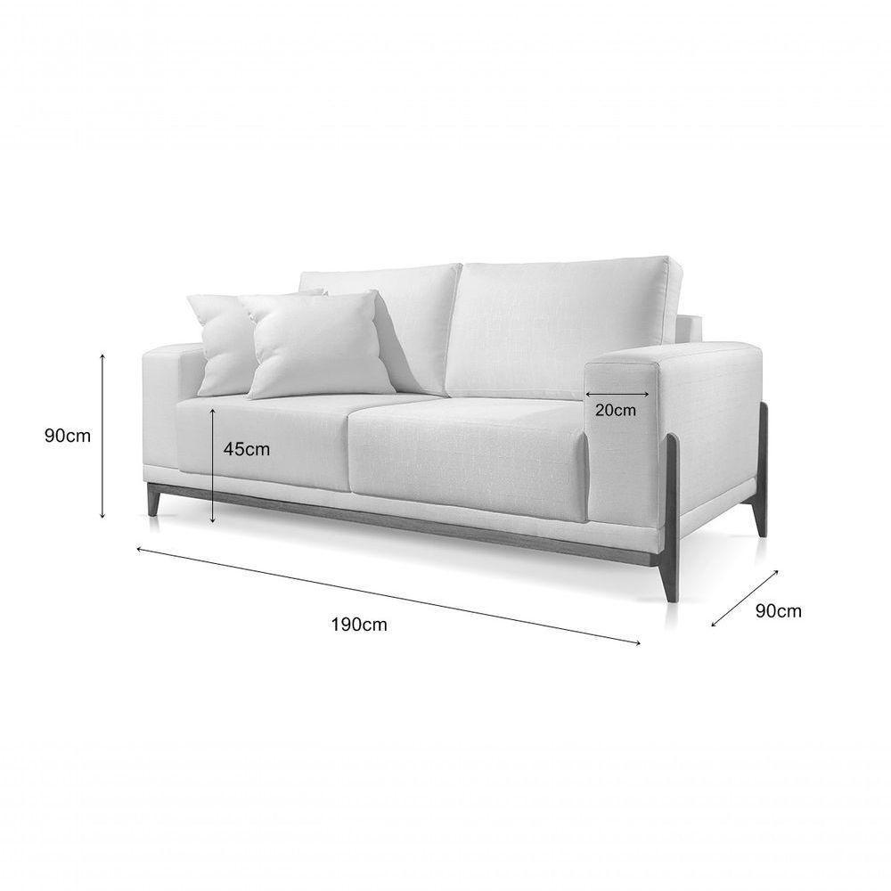 Sofá 2 Lugares Fixo Living Bellagio Linho Azul 1,9m - 2