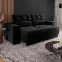 Sofá 3 Lugares Retrátil Reclinável 3080 Veludo Preto - 3