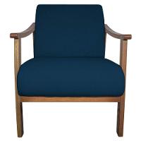 Poltrona Liz Base Madeira Suede Azul Marinho - 7