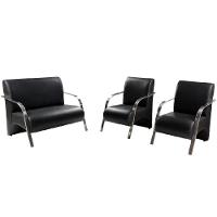 Conjunto Poltronas Vênus Pé Alumínio D Salla Courino. Preto - 1