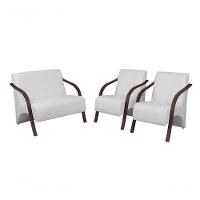 Conjunto Poltronas Vênus Braço Madeira Dsalla Courino Branco - 1