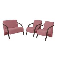 Conjunto Poltronas Vênus Braço Madeira D Salla Rosa - 1