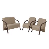 Conjunto Poltronas Vênus Braço Madeira D Salla Cappuccino - 1