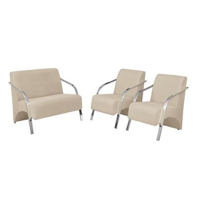 Conjunto Poltronas Vênus Braço Alumínio Bege