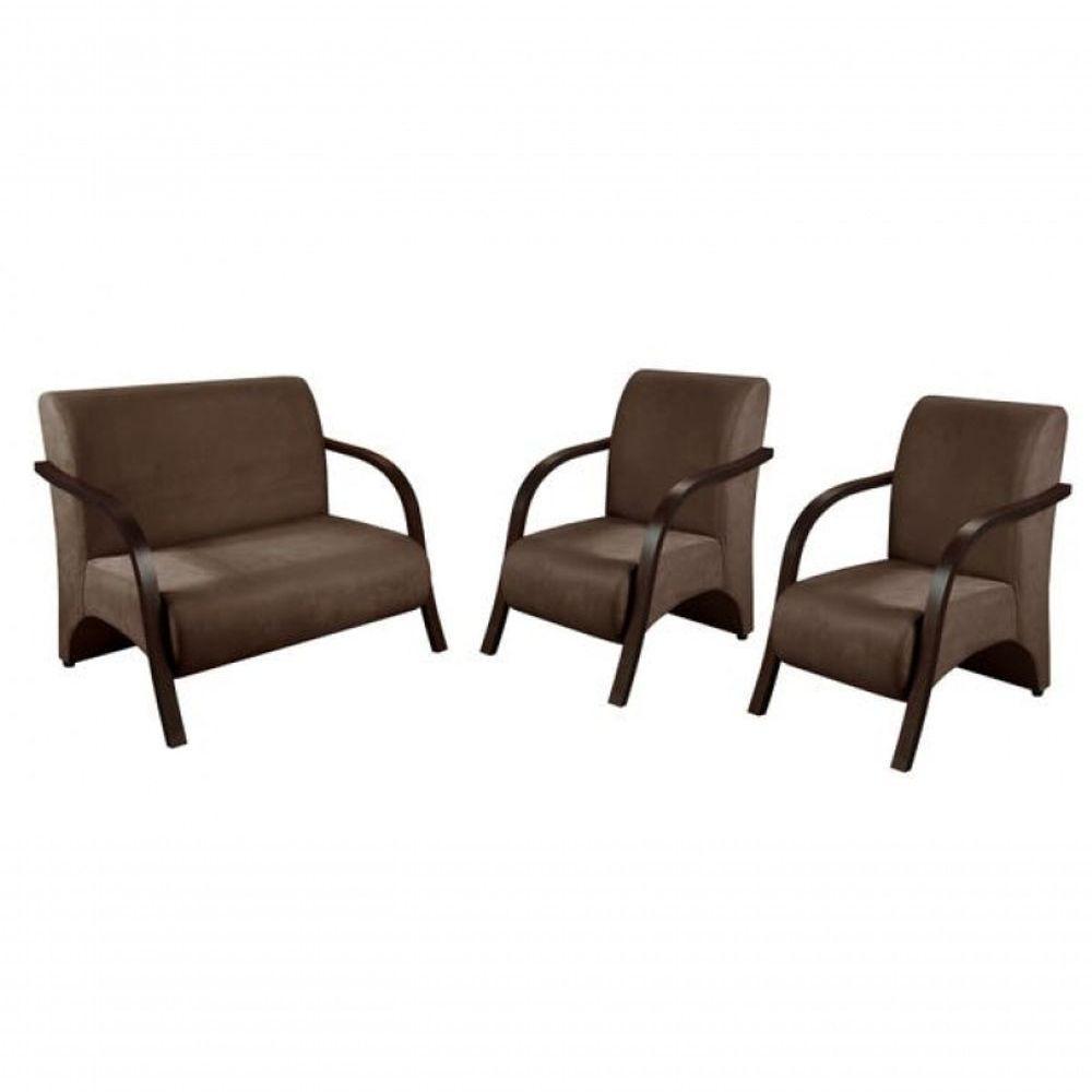 Conjunto Poltronas Vênus Braço Madeira D Salla Marrom - 1