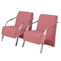 Kit 2 Poltronas Vênus 1 Lugar Pé Alumínio D Salla Rosa - 1