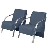 Kit 2 Poltronas Vênus 1 Lugar Pé Alumínio D Salla Azul Bic - 1