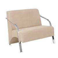Poltrona 2 Lugares Vênus Braço Alumínio Suede Bege - 1