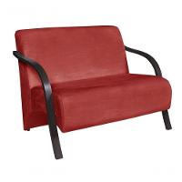 Poltrona 2 Lugares Vênus Dsalla Suede Braço Madeira Vermelho - 1