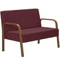 Poltrona 2 Lugares Jade Braço Madeira Suede Bordô - 1