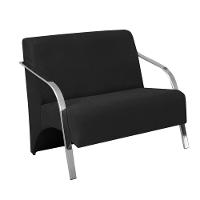 Poltrona 2 Lugares Vênus Braço Alumínio Suede Preto - 1