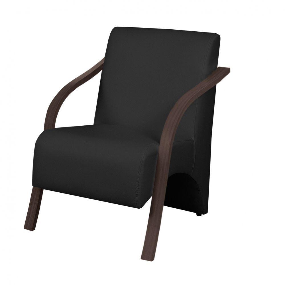 Poltrona 1 Lugar Vênus Braço Madeira D Salla Courino Preto - 1