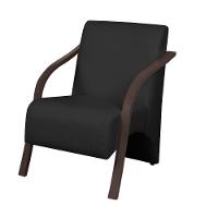 Poltrona 1 Lugar Vênus Braço Madeira D Salla Courino Preto - 1