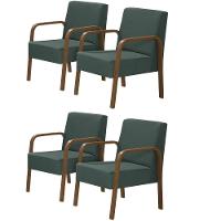 Kit 4 Poltronas 1 Lugar Jade Pé Madeira Suede Verde - 1