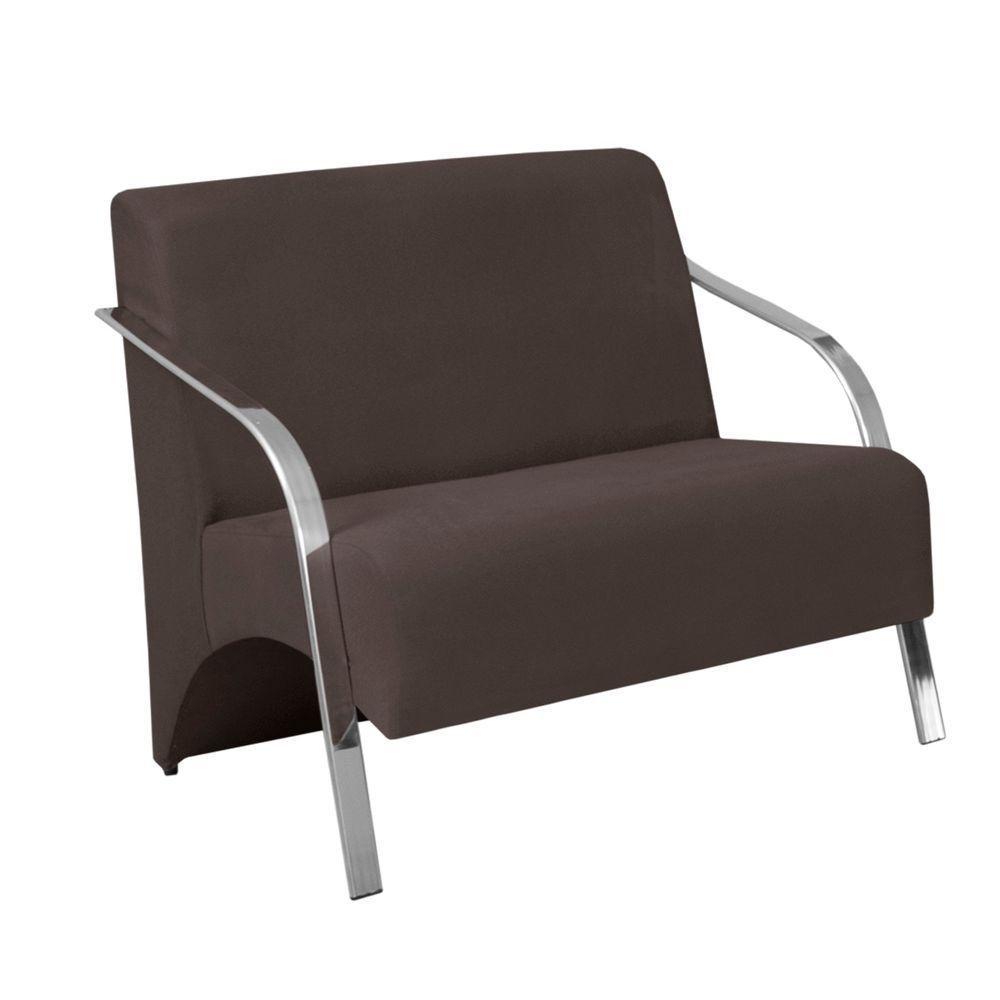 Poltrona 2 Lugares Vênus Braço Alumínio Suede Marrom - 1
