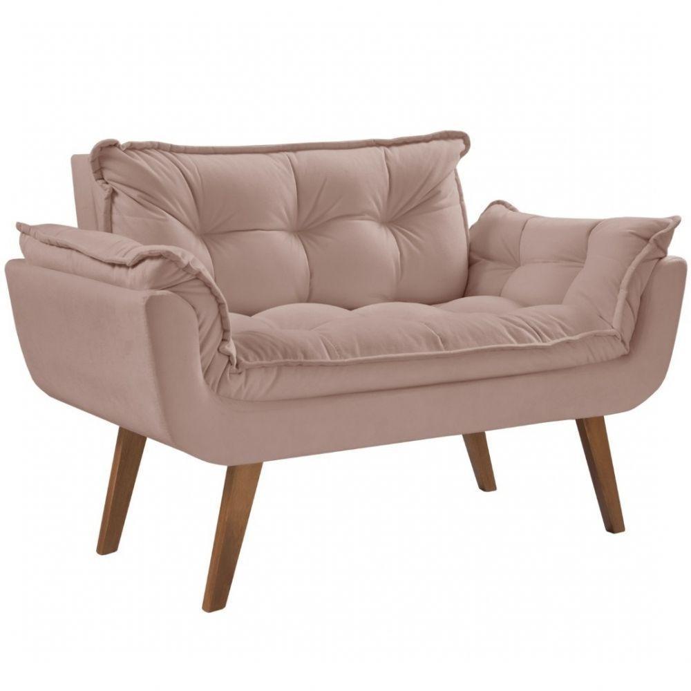 Poltrona Opalla 2 Lugares D Salla Suede Pé Palito Cappuccino - 1