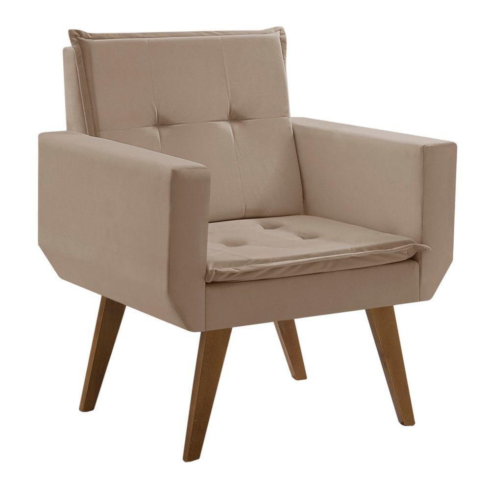 Poltrona Decorativa Taurus 1 Lugar Base Palito Tecido Suede Cappuccino - 1
