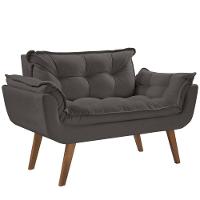 Poltrona Opalla 2 Lugares D Salla Suede Base Palito Cinza - 1