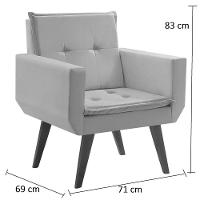 Poltrona Decorativa Taurus 1 Lugar Base Palito Tecido Preto - 2