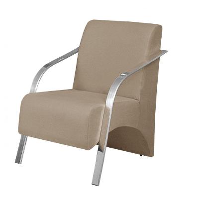 Poltrona Vênus 1 Lugar Pé Alumínio Suede Cappuccino