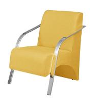 Poltrona Vênus 1 Lugar Braço Alumínio Suede Amarelo - 1