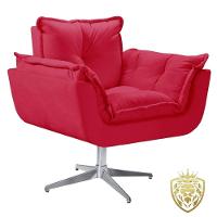 Poltrona Opalla Giratória Alumínio Suede Vermelho - 1