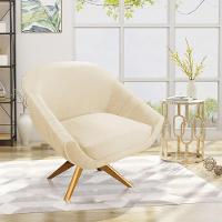 Kit 01 Namoradeira 02 Lugares E 02 Poltronas Giratória Giovana Veludo Base Madeira Bege - 7