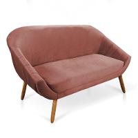 Kit 01 Namoradeira 02 Lugares E 02 Poltronas Giratória Giovana Veludo Base Madeira Rose - 6