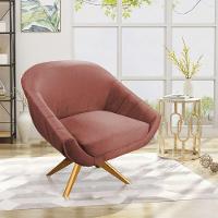 Kit 01 Namoradeira 02 Lugares E 02 Poltronas Giratória Giovana Veludo Base Madeira Rose - 7