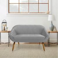 Kit 01 Namoradeira 02 Lugares E 02 Poltronas Giratória Giovana Veludo Cinza Base Madeira - 8