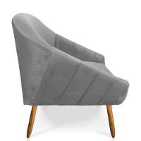 Kit 01 Namoradeira 02 Lugares E 02 Poltronas Giratória Giovana Veludo Base Madeira Cinza