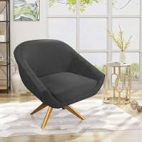 Kit 02 Poltronas Veludo Grafite Base Madeira - 8