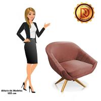 Kit 02 Poltronas Veludo Base Madeira Rose - 3