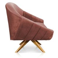 Kit 02 Poltronas Veludo Base Madeira Rose - 5