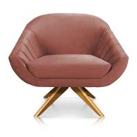 Kit 02 Poltronas Veludo Base Madeira Rose - 6