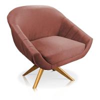 Kit 02 Poltronas Veludo Base Madeira Rose - 7