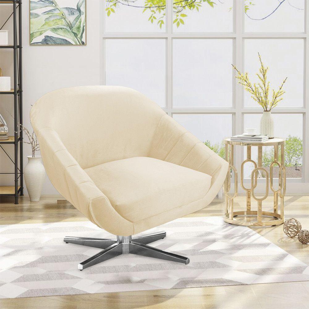 Kit 02 Poltronas Veludo Bege - 7