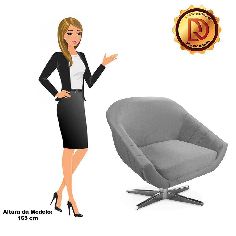 Kit 02 Poltronas Veludo Cinza - 3