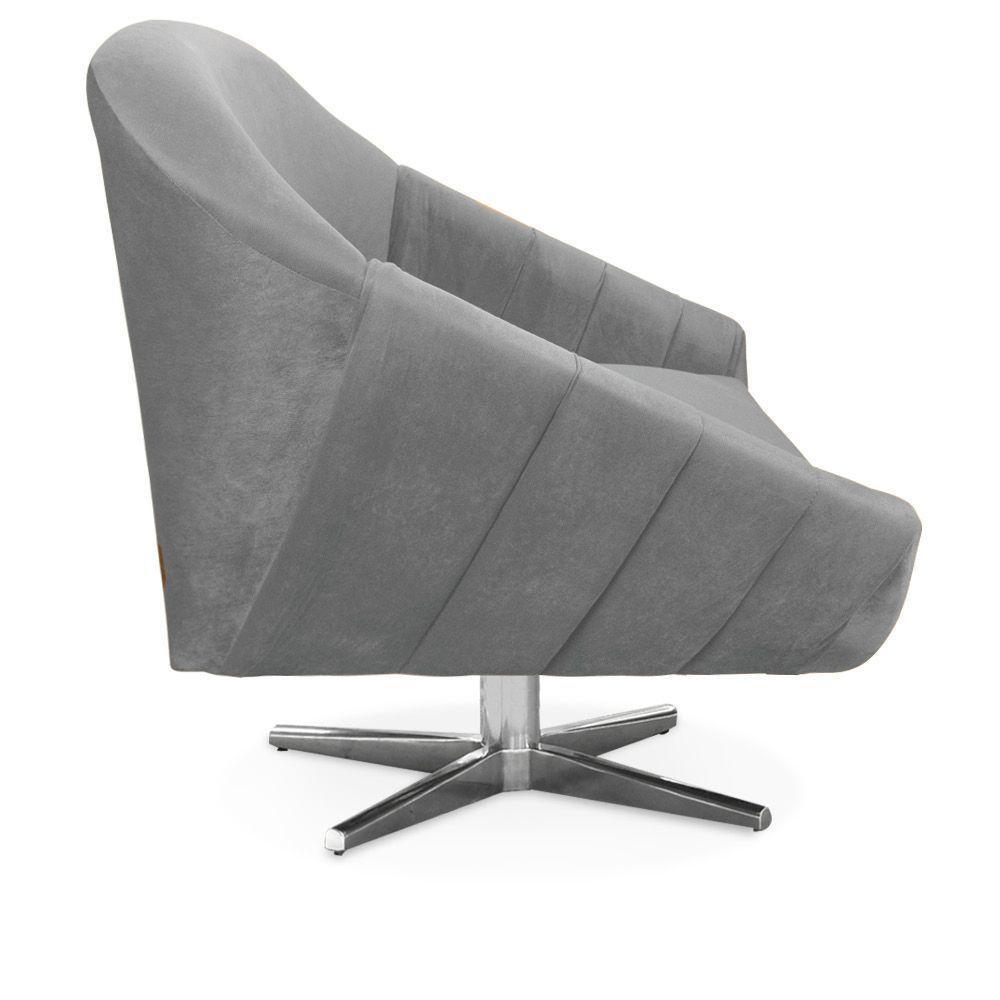 Kit 02 Poltronas Veludo Cinza - 4