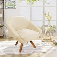 Kit 02 Poltronas Veludo Base Madeira Bege - 7