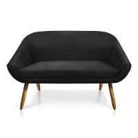 Kit 01 Namoradeira E 01 Poltrona Suede Base Madeira Mm30 Preto - 8