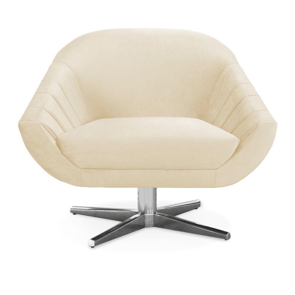 Kit 02 Poltronas Veludo Bege - 4