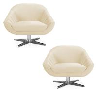 Kit 02 Poltronas Veludo Bege - 1